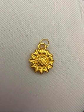 24K Solid Gold Sunflower Pendant Lucky Charm Necklace With Certificate